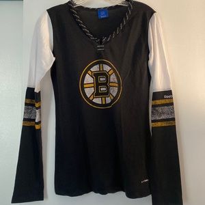 Long Sleeve Distressed Bruins Logo Medium